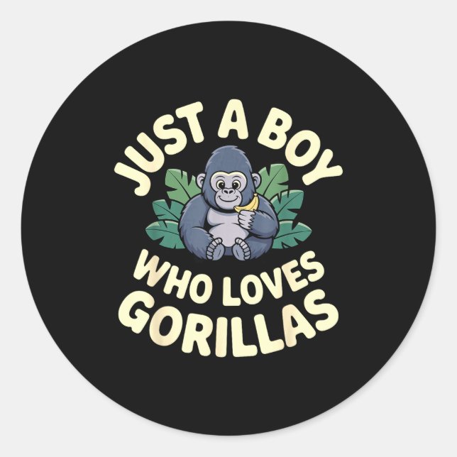 Gorilla Costume For Boys Men Kid Animal Lover Monk Classic Round Sticker (Front)