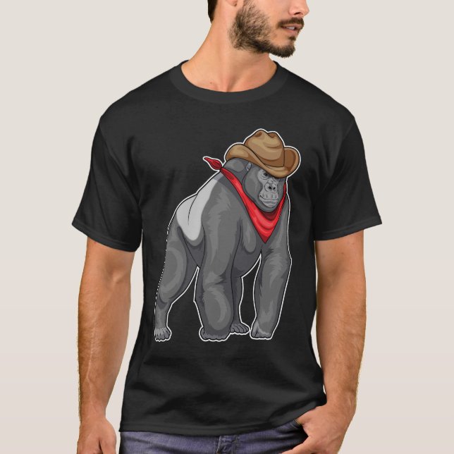 Gorilla Cowboy Cowboy hat T-Shirt (Front)