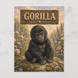 Gorilla Cute Baby Storybook Nursery Animal Postcard