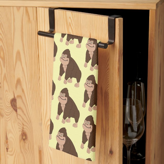 Gorilla Design Any Colour Background Kitchen Towel (Thirds Fold)