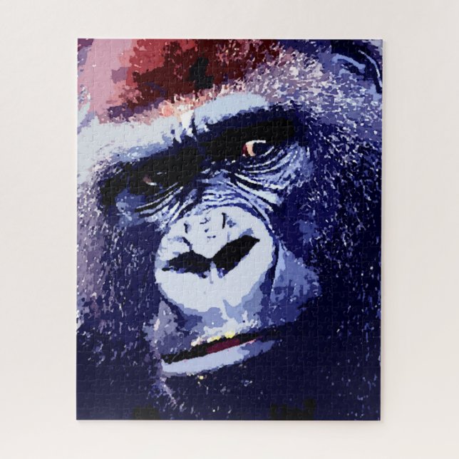 Gorilla Face Blue Pop Art Jigsaw Puzzle (Vertical)