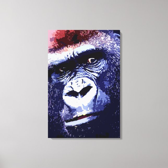 Gorilla Face Pop Art Wrapped Canvas (Front)
