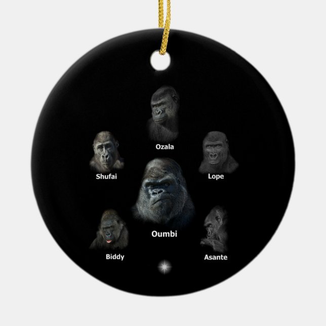 Gorilla Family Ceramic Ornament (Front)