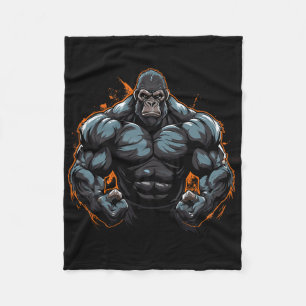 Gorilla Flexing  Fleece Blanket