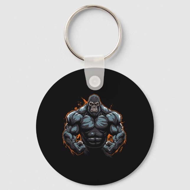 Gorilla Flexing  Keychain (Front)