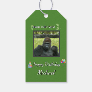Gorilla Focused Wild Birthday Art Gift Tags
