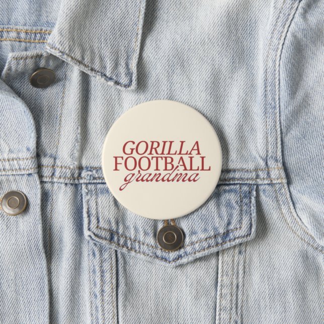 Gorilla football grandma 3 inch round button (In Situ)