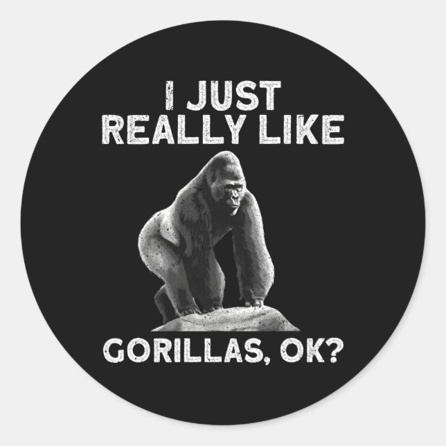 Gorilla For Primate Gorilla Classic Round Sticker (Front)