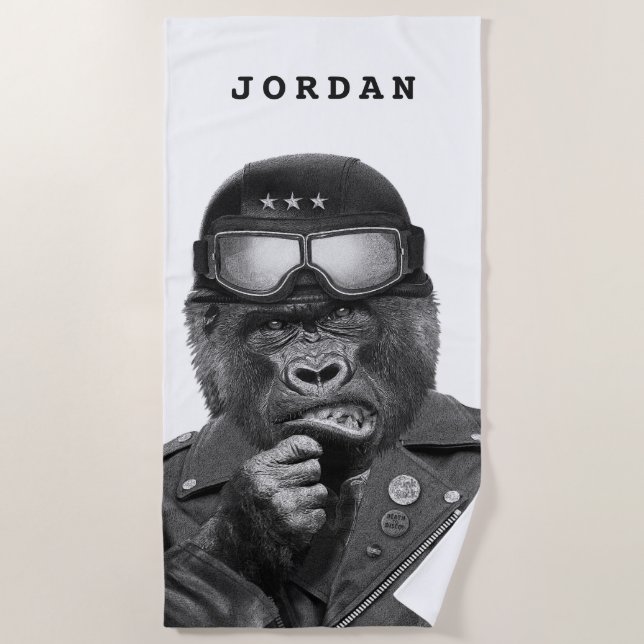 Gorilla Guy | Add Your Name Beach Towel (Front)