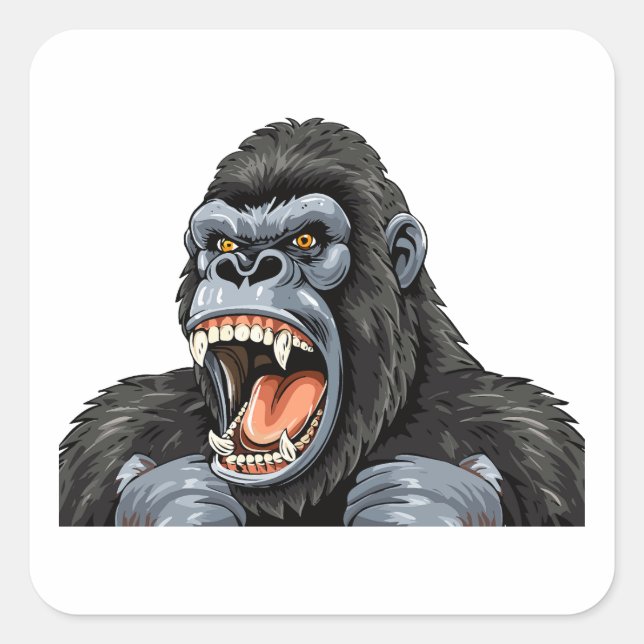 Gorilla head square sticker (Front)