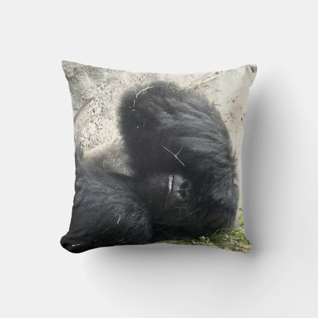 Gorilla Headache Throw Pillow (Front)