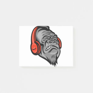 Gorilla headphones The Mountain Big Face, Gorilla Post-it Notes