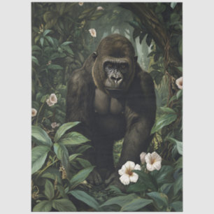 Gorilla in a Vibrant Tropical Forest Decoupage Tissue Paper