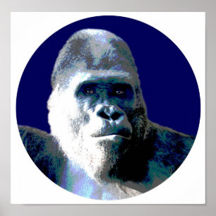 Gorilla in Blue Poster