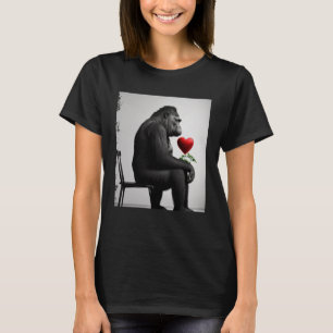 Gorilla in love is waiting for a date with heart b T-Shirt
