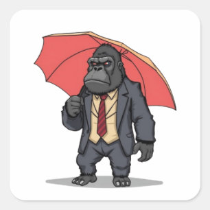 Gorilla In Suit Square Sticker