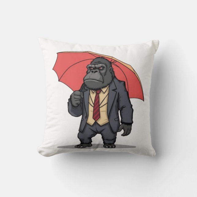 Gorilla In Suit Throw Pillow (Front)