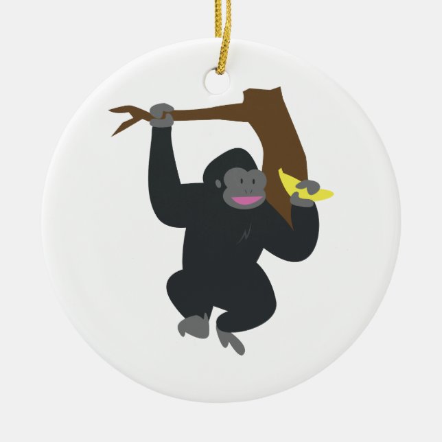 Gorilla In Tree Ceramic Ornament (Front)