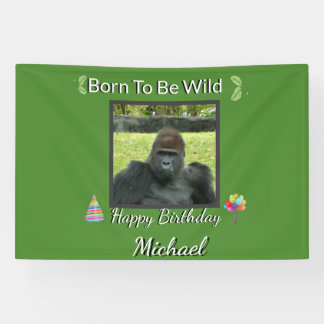 Gorilla Jungle Wild Birthday Theme Banner