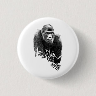 Gorilla Lope Digital Outline Art 1 Inch Round Button