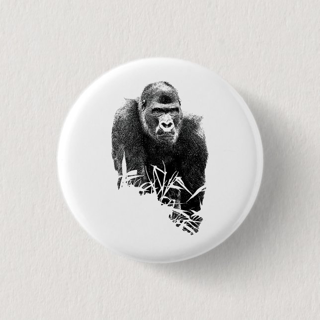 Gorilla Lope Digital Outline Art 1 Inch Round Button (Front)