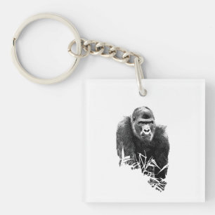 Gorilla Lope Digital Outline Art Keychain
