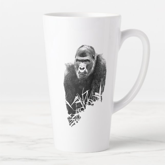 Gorilla Lope Digital Outline Art Latte Mug (Right)