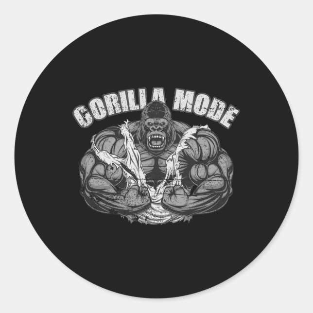 Gorilla Mode Gym Ape Fitness Coach Swole Monkey  Classic Round Sticker (Front)
