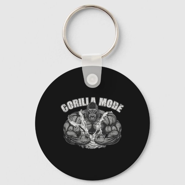 Gorilla Mode Gym Ape Fitness Coach Swole Monkey  Keychain (Front)
