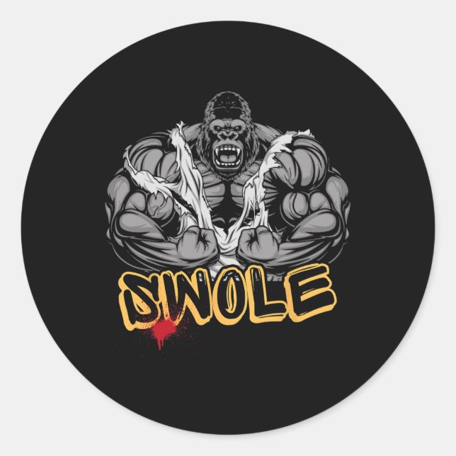 Gorilla Mode Strong Bodybuilding Workout Muscle Sw Classic Round Sticker (Front)