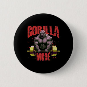 Gorilla Mode Weightlifting Gym Bodybuilding Workou 2 Inch Round Button