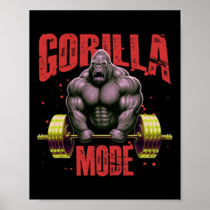 Gorilla Mode Weightlifting Gym Bodybuilding Workou Poster