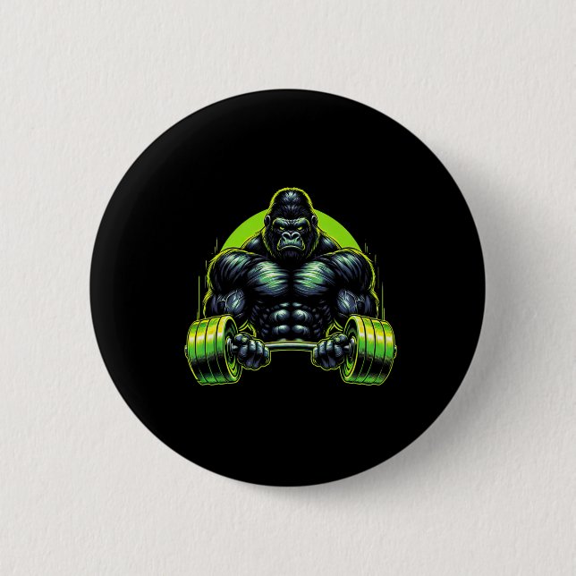 Gorilla Monkey Gym Wear Bodybuilding Workout Motiv 2 Inch Round Button (Front)