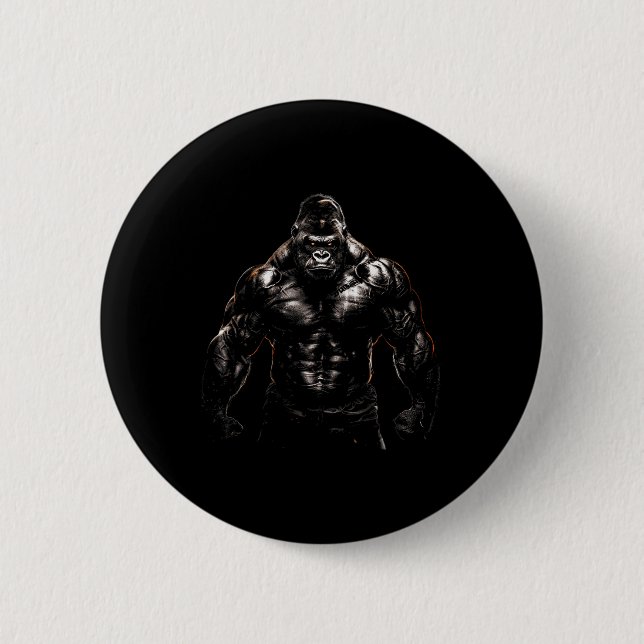 Gorilla Monkey Gym Wear Bodybuilding Workout Motiv 2 Inch Round Button (Front)