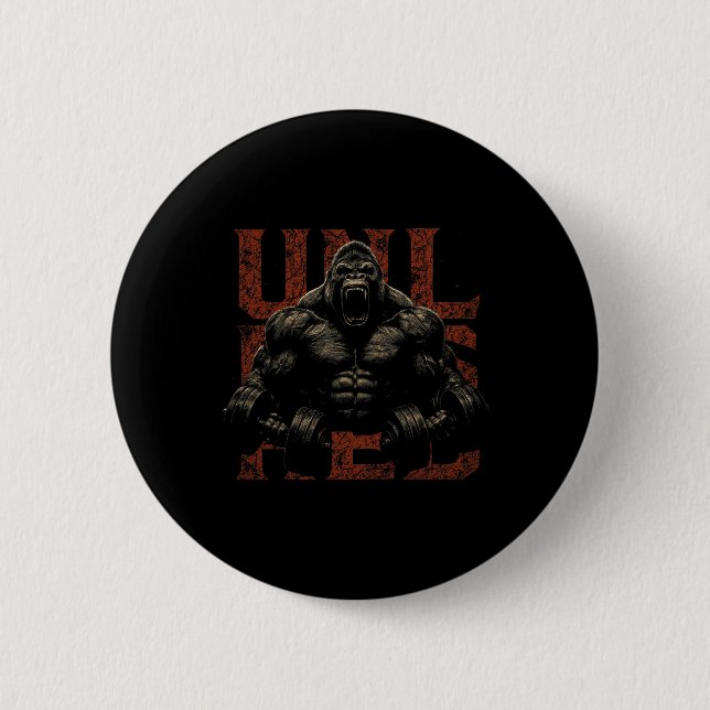 Gorilla Monkey Gym Wear Bodybuilding Workout Motiv 2 Inch Round Button (Front)