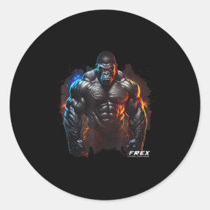 Gorilla Monkey Gym Wear Bodybuilding Workout Motiv Classic Round Sticker