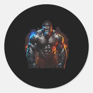 Gorilla Monkey Gym Wear Bodybuilding Workout Motiv Classic Round Sticker