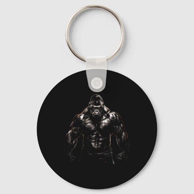 Gorilla Monkey Gym Wear Bodybuilding Workout Motiv Keychain (Front)