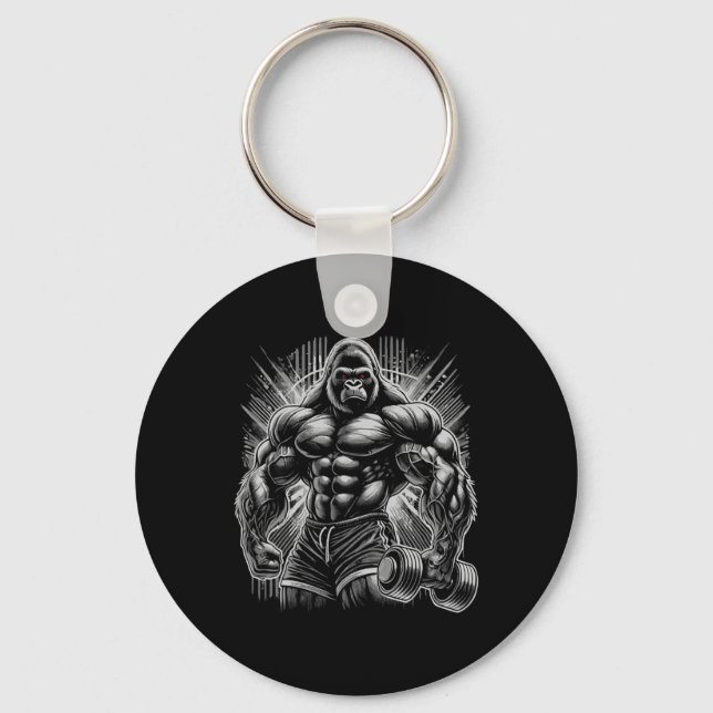 Gorilla Monkey Gym Wear Bodybuilding Workout Motiv Keychain (Front)