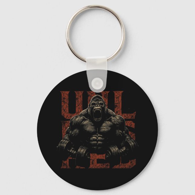 Gorilla Monkey Gym Wear Bodybuilding Workout Motiv Keychain (Front)