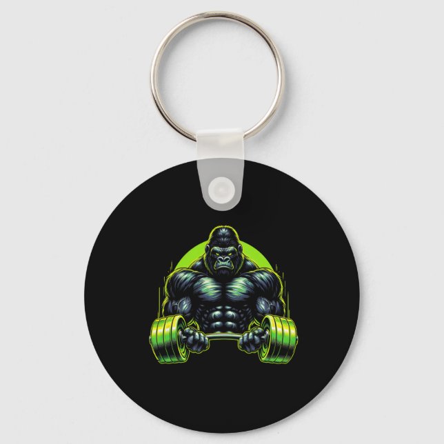 Gorilla Monkey Gym Wear Bodybuilding Workout Motiv Keychain (Front)