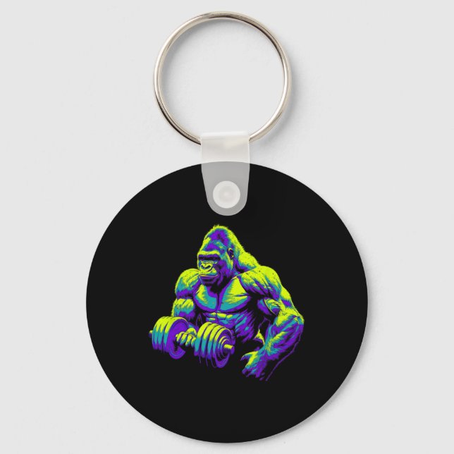 Gorilla Monkey Gym Wear Bodybuilding Workout Motiv Keychain (Front)