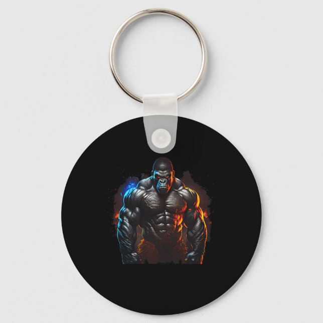Gorilla Monkey Gym Wear Bodybuilding Workout Motiv Keychain (Front)