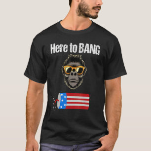  Gorilla Monkey Us Flag 4th July I Am Just Here T T-Shirt