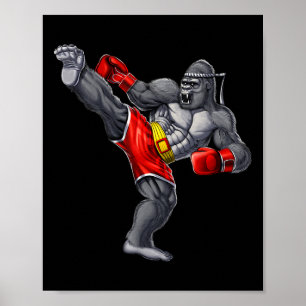 Gorilla Muay Thai Boxing Karate Kickboxing Martial Poster