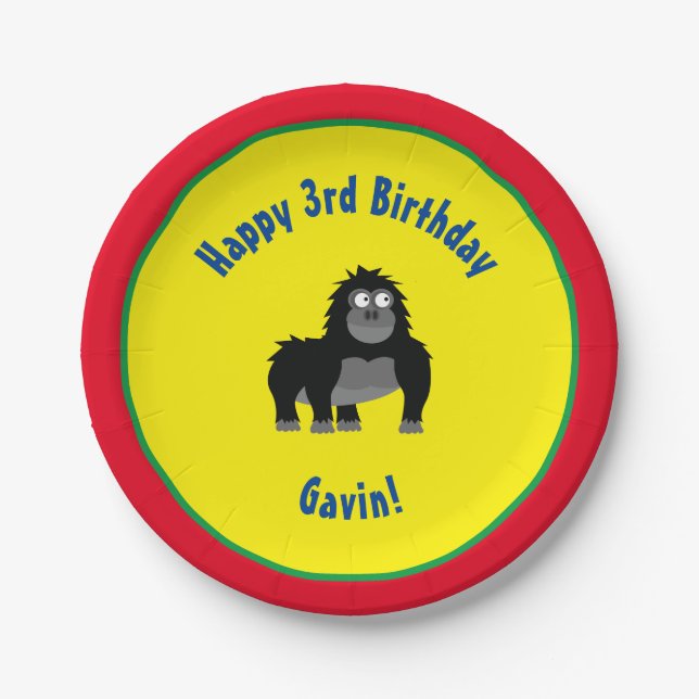 Gorilla Paper Plates Animal Birthday Party (Front)