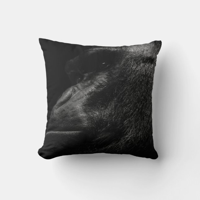 Gorilla Photo with Gorilla Fun Facts Throw Pillow (Front)