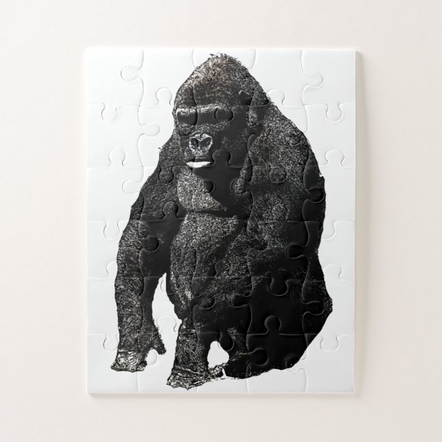 Gorilla Pop Art Black & White Jigsaw Puzzle (Vertical)