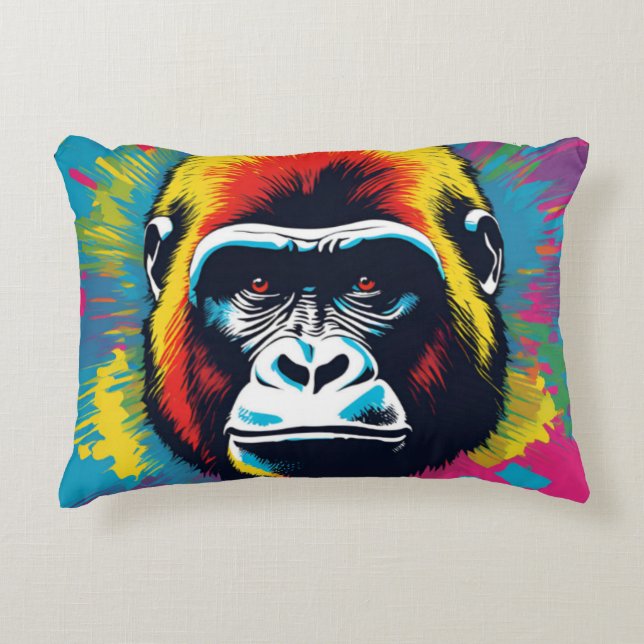 Gorilla Pop Art Cartoon Drawing Accent Pillow (Front)