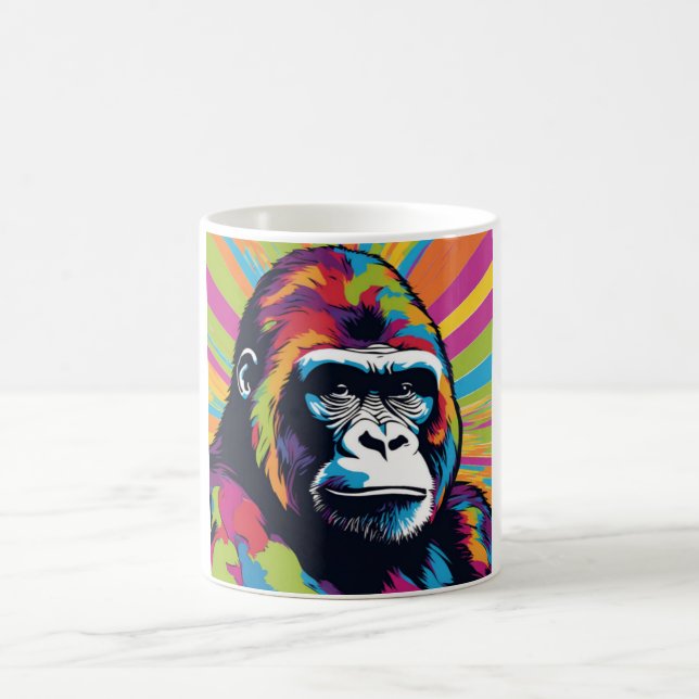 Gorilla Pop Art Cartoon Drawing Coffee Mug (Center)